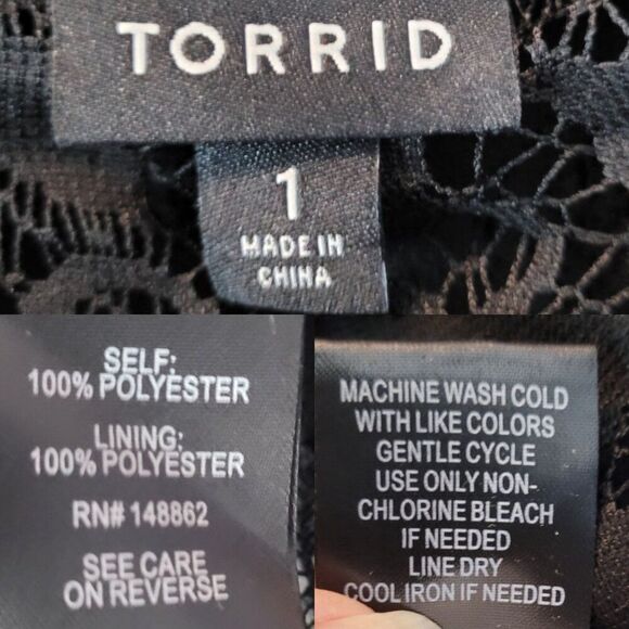 Torrid Womens Maxi Lace Shirt Dress Sz 1 Black Button Down Belted Cocktail Party - Picture 3 of 12